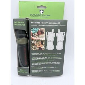 Survivor Filter Squeeze Kit / .05 Micron Filter &‎ 2 Collapsible Folding Canteen